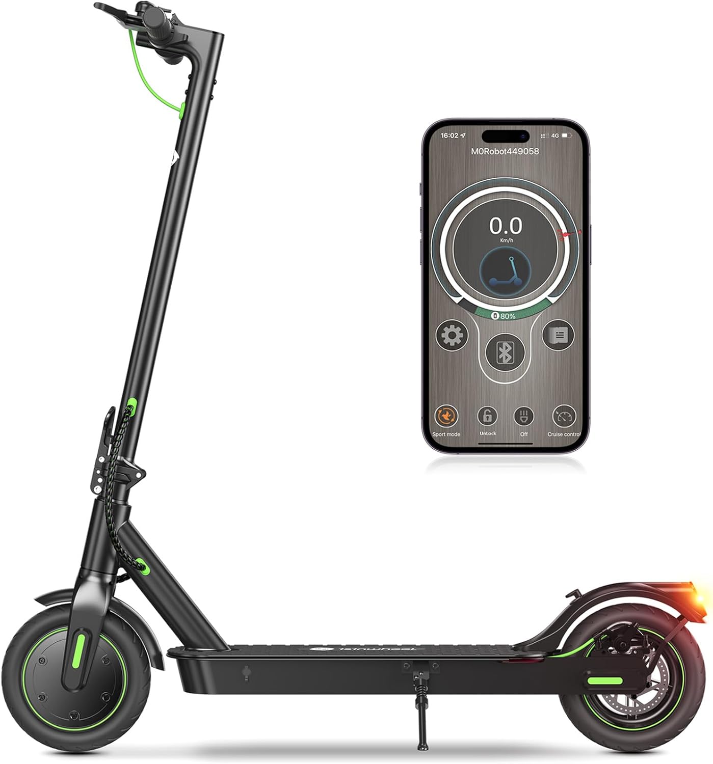 isinwheel Electric Scooter Adults, 19/22/31 Miles Long Range, 19-21MPH Max Speed, 350/500/750W Motor Foldable Scooter for Adults Commuting, E-Scooter with Dual Brakes and App Support 350W-19miles 19MPH
