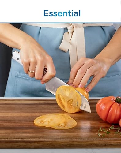 Miniatura 7 de Ninja NeverDull Essential - Juego de cuchillos de 10 piezas con afilador integrado, preparación precisa, color blanco (K12010WH)