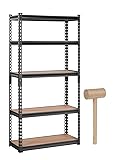TORMETI Black Adjustable Set Of 5-Shelf Metal Shelving Unit Storage Utility Rack Garage Shelves...