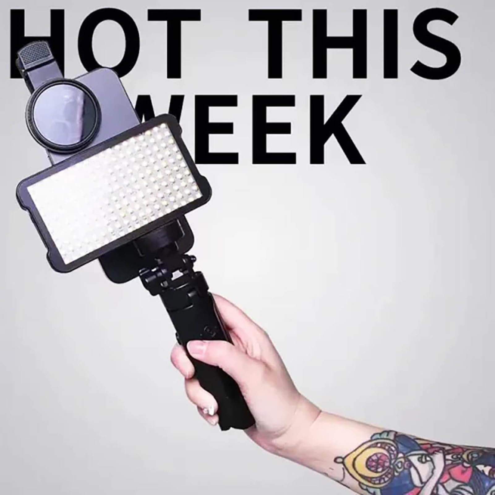 Clip Fill Light con Lente Polarizador CPL, Brillo Ajustable Eliminando Reflejos Luz de Video Fotográfica para Smartphones y Cámaras, Portátil Batería 3100mAh Pantalla OLED