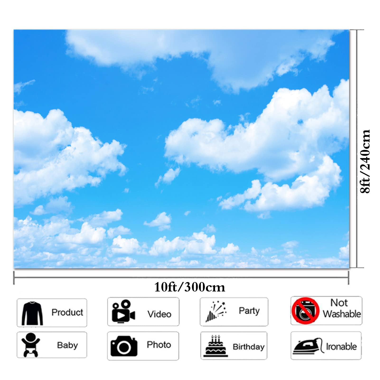 Fotohintergrund Blauer Himmel Mit Wolken – 2,7 X 1,8 M, Aus Vinyl Für Studio & Partys