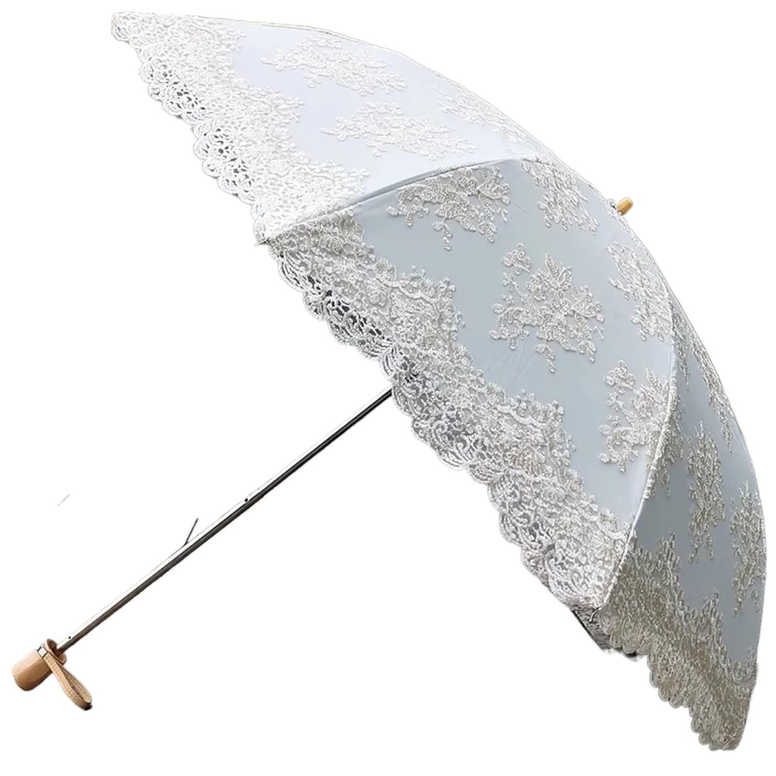Parapluie brodé de dentelle beige, le cadeau idéal pour un mariage réussi