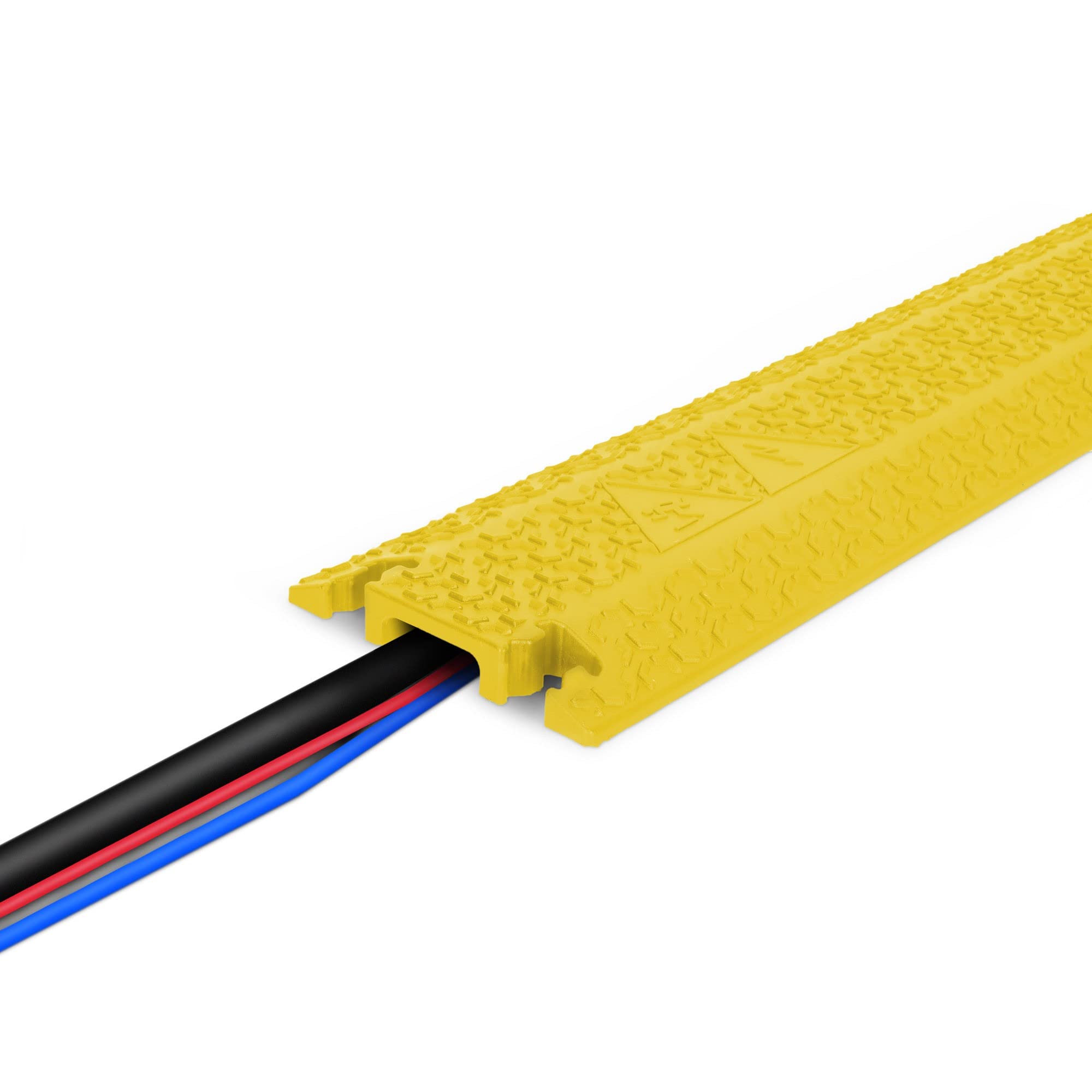 DEFENDER Xpress Drop-Over Kabelbrücke - Kabelschutz für schnelle Kabelabdeckung bei Homeoffice, Gaming, Heimkino, Werkstatt, einfach auflegen, gelb, 40 mm Breite, Höhe 4 cm