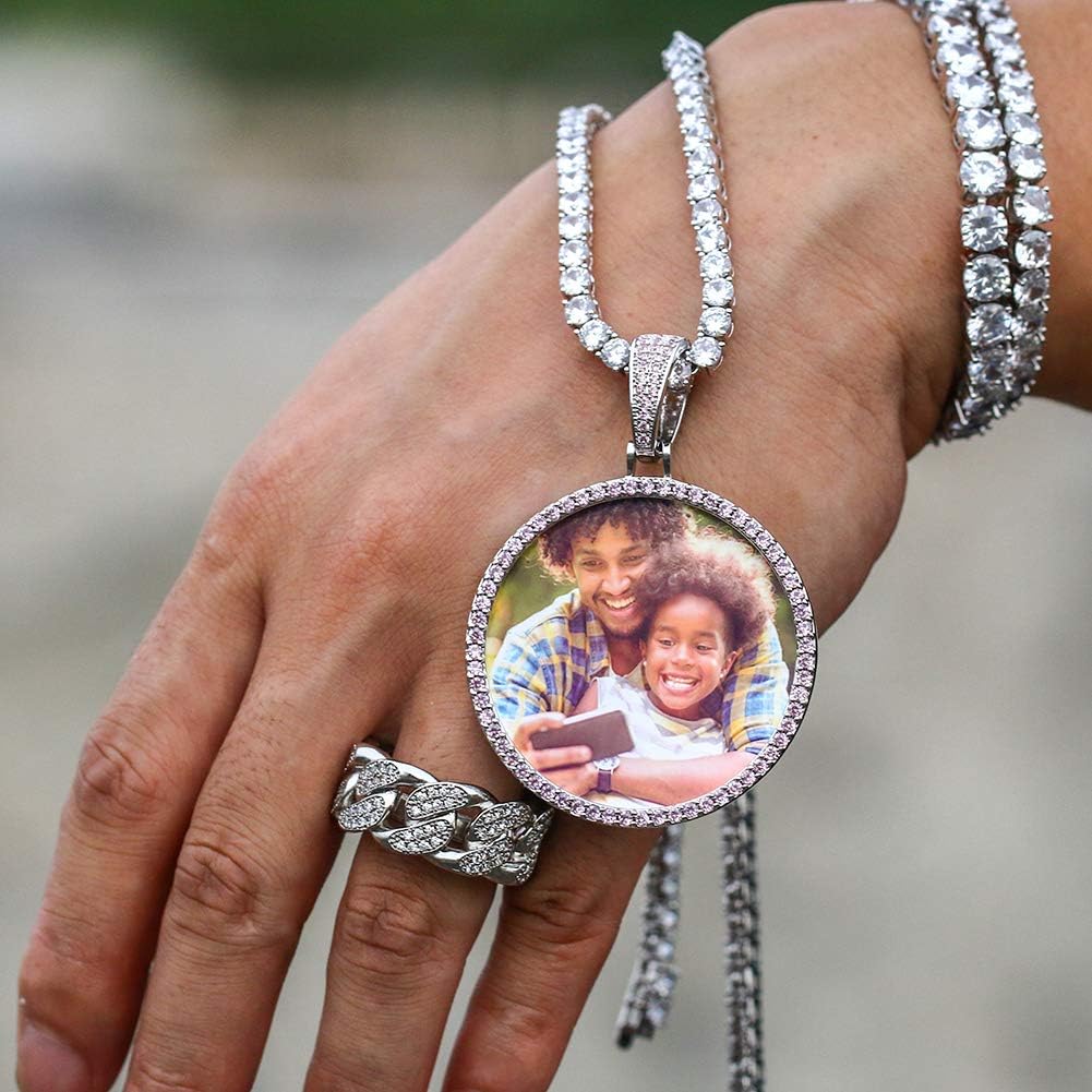 YIMERAIRE Oversized Large Custom Picture Necklace Pendant Personalized Photo Necklace Iced Out Necklce for Men