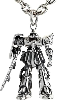 Bikerringshop 925 Sterling Silver Transformers Robot Gundam Mens Pendant Necklace