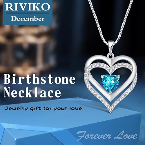Miniatura 2 de RIVIKO Collar con símbolo de corazón infinito para mujer, plata de ley 925, delicado colgante de corazón para el día de San Valentín, día
