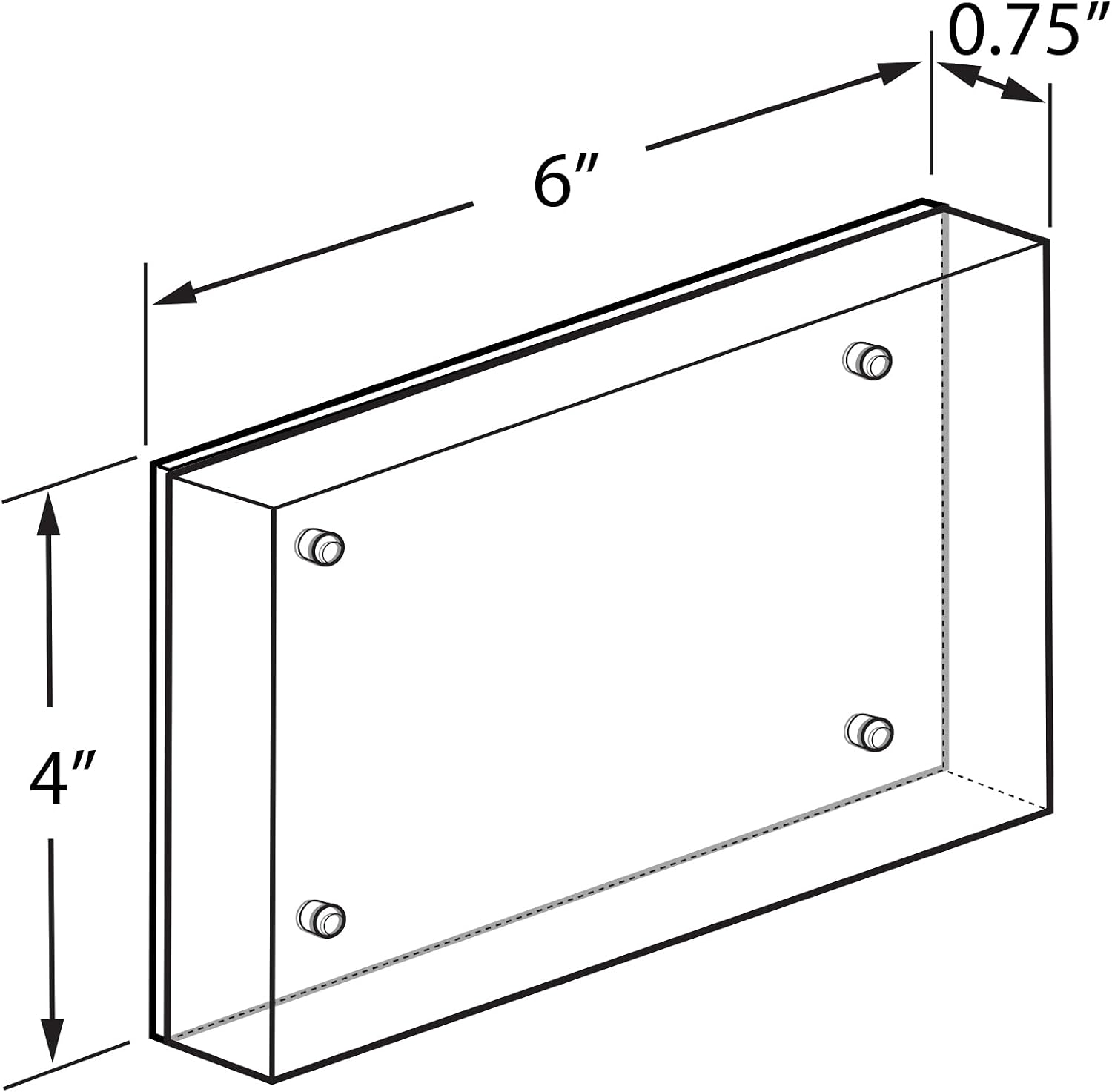 Azar Displays 104666-BLK-2PK Black Acrylic Block with Metal Back Plate 4" X 6", 2-Pack,Black