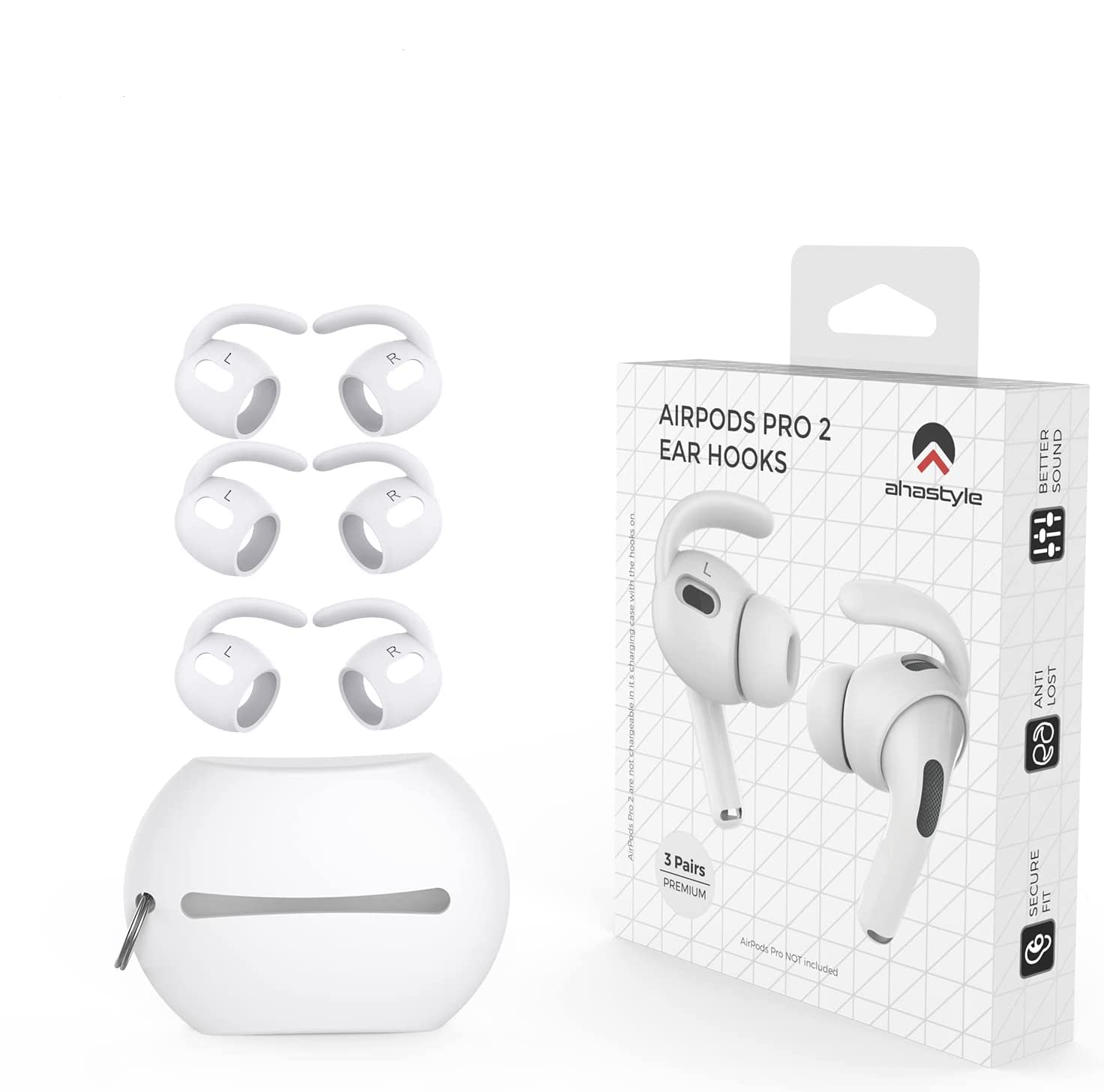 Silicone Auriculares Earhooks Pads AhaStyle compatível com AirPods