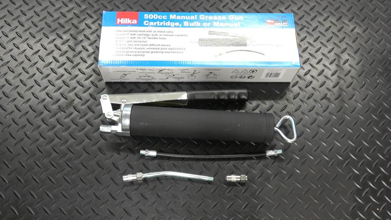 Hilka 84800400 Manual Grease Gun 500 cc Capacity, Silver/Blue, 500cc