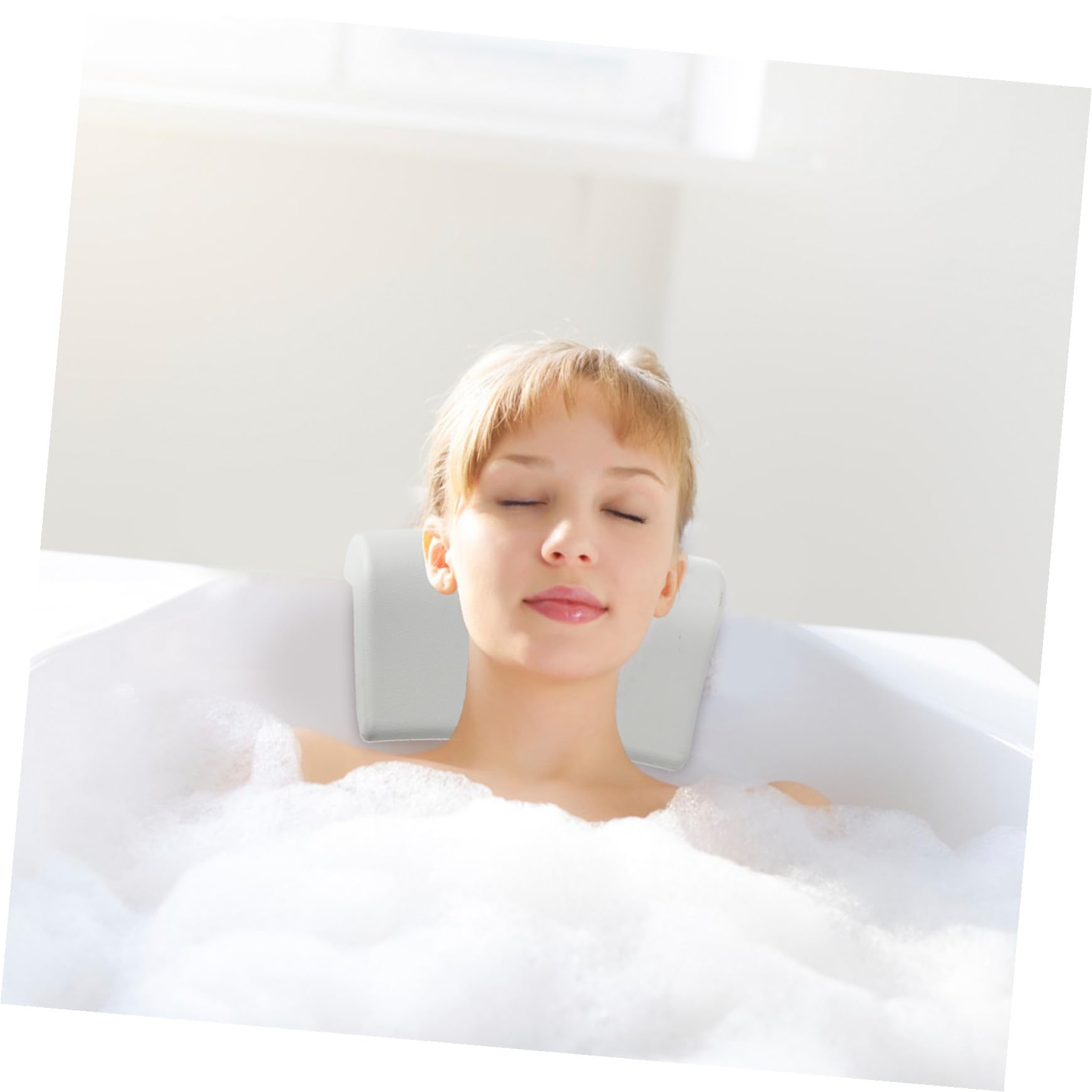 VICASKY Cuscino Ventosa Antiscivolo Bianco Morbido e Confortevole per Vasca da Bagno in Pu Relax e Supporto Collo per Casa e Spa
