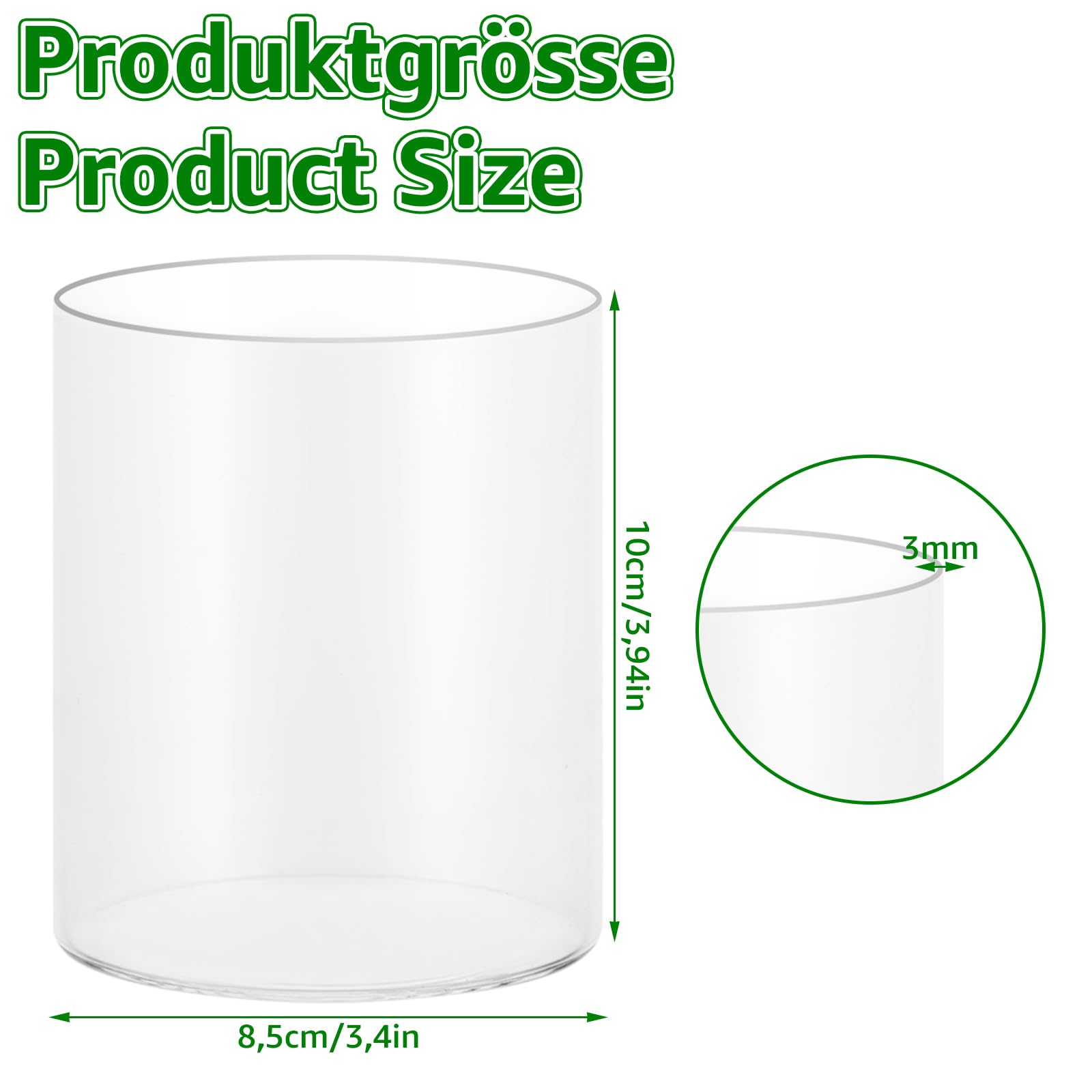 8 sztuk szklanych cylindrów do świec, szklany wazon mały 10 cm wysokości, przezroczysty szklany wazon cylinder, okrągły szklany cylinder z dnem, świeczniki małe szklane wazony do dekoracji domu