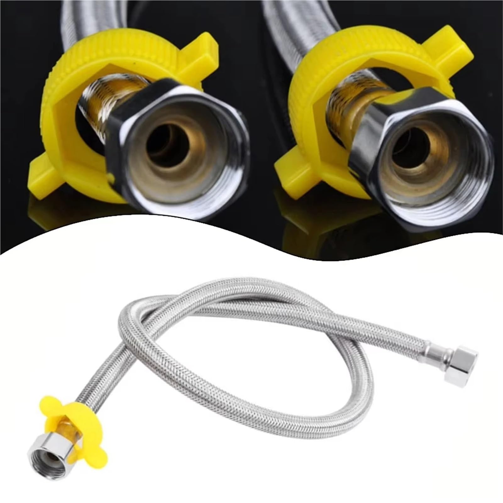 2 Pcs 1/2 Zoll Sanitär Flexible Geflochtene Schlauch Wasserhahn Wasser Rohr for Küche Bad für Küche(150cm)