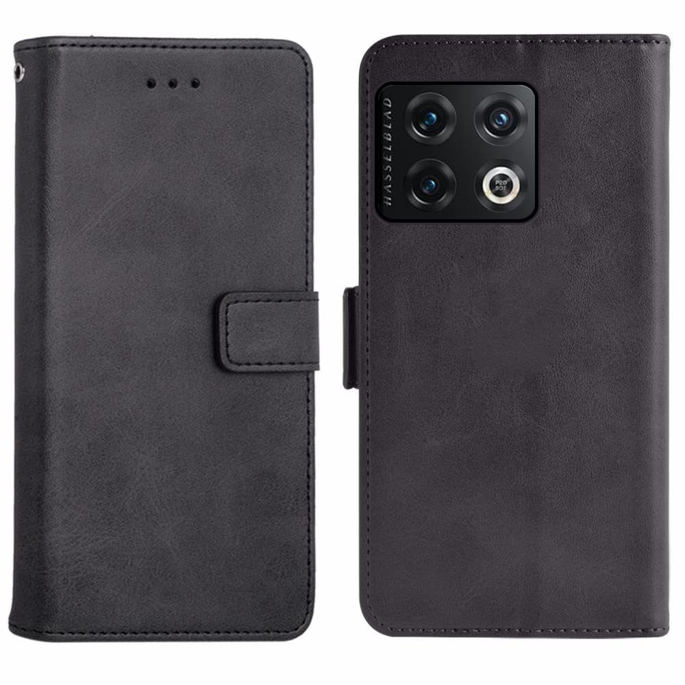 ELISORLI Funda Tipo Cartera Para OnePlus 10 Pro One Plus 10Pro 5G Con Correa Para La Muñeca De Cuero Con Rejilla, Soporte Para Tarjetero, Ranura Para Monedero, TPU Cuerpo Completo, A