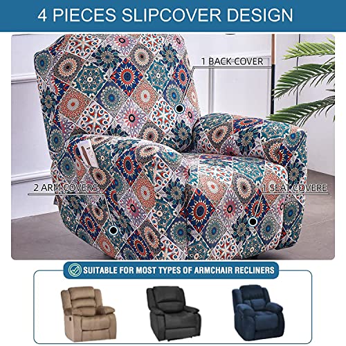 Image of Eco-Ancheng Recliner Slipcovers 4-Pieces Lazyboy Recliner Covers Recliner Couch Covers Recliner Chair Cover Non Slip Reclining Slipcovers with Storage Pockets Furniture Protector for Living Room