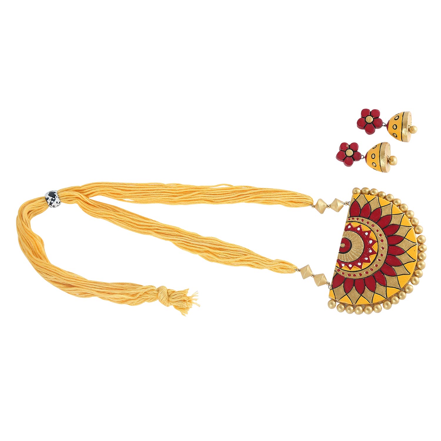 Lisma Fashion Handmade Terracotta (Clay Work) Necklace with Earrings for Women and Girls (Yellow_LS00911_5) (B0DFD1JMMF) Amazon Price History, Amazon Price Tracker