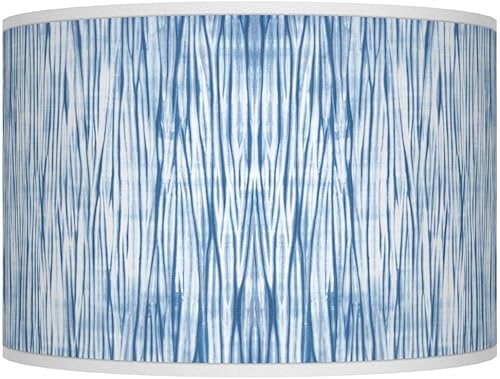Pantalla de lámpara con estampado de tambor, diseño de panal de playa, color azul y blanco, pequeña parte superior de 12 pulgadas x 12 pulgadas de