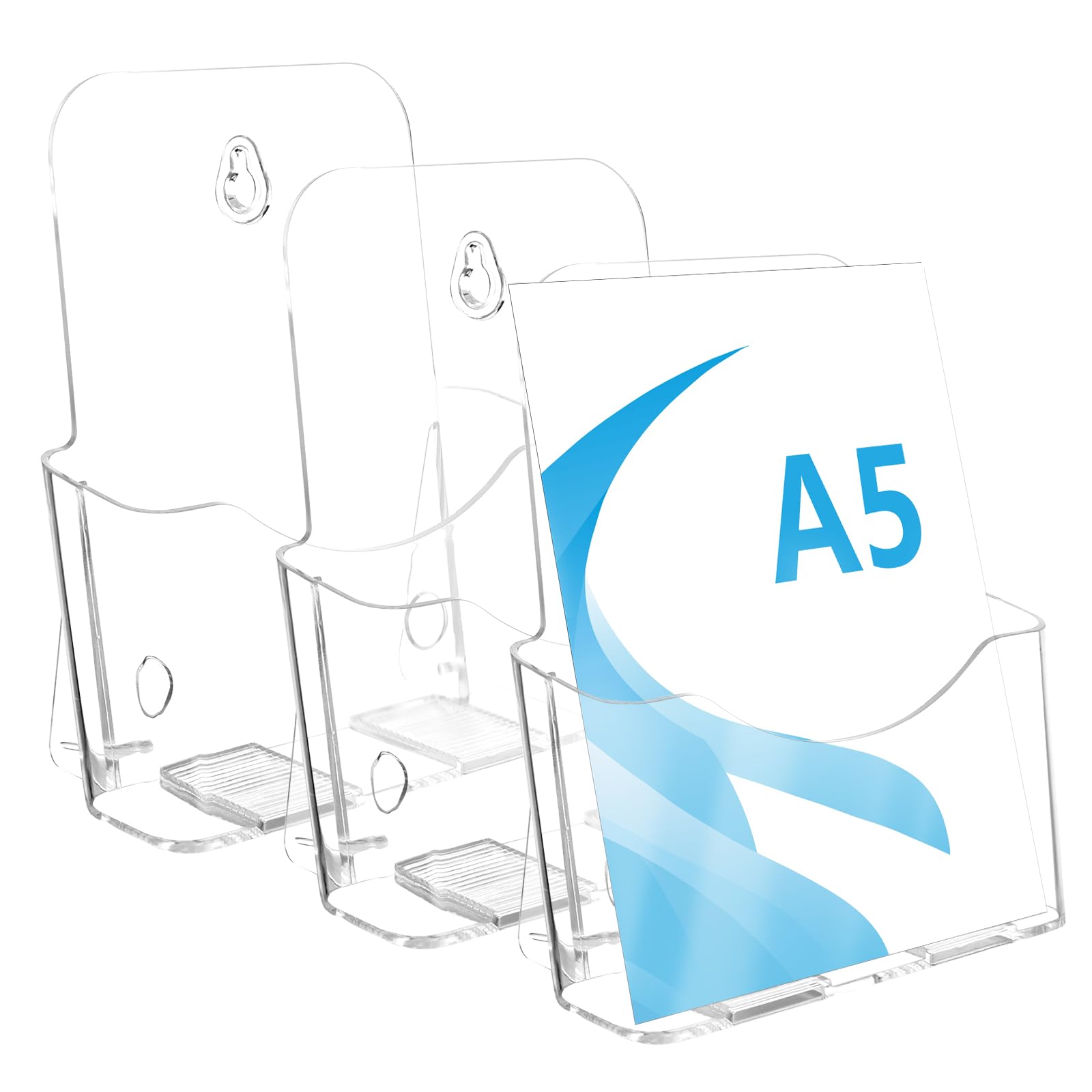 3 Stück Acryl Prospektständer A5, Verdickung:3mm, Tisch-Prospektständer, Prospekthalter Acryl Transparenter Flyerständer für Flyer, Menü, Faltblatt, Büros, Theke, Restaurant, Hotel, Shop