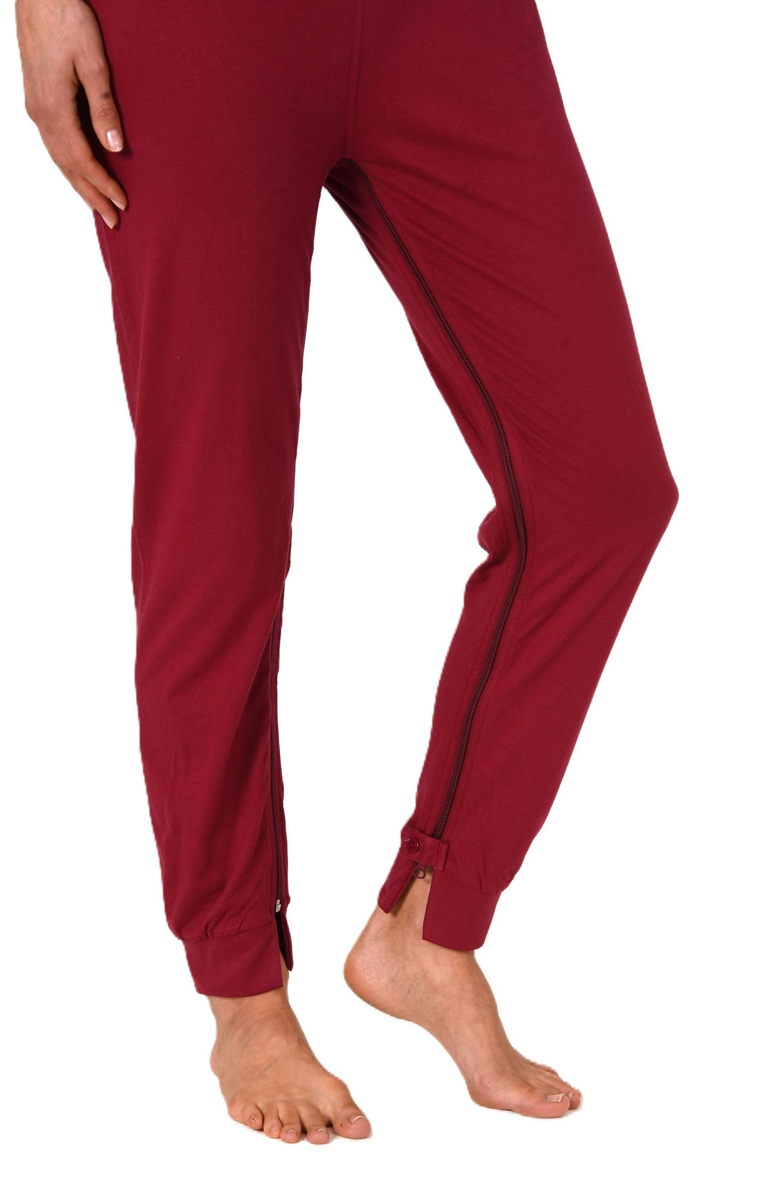 Normann Care Damen Pflegeoverall Kurzarm Schlafanzug mit Langen Bein und Reißverschluss am Bein
