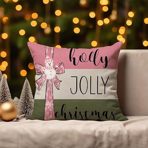 Miniatura 5 de Juego de 4 fundas de almohada navideñas de animales de granja de 18 x 18 pulgadas, diseño de búfalo a cuadros de vaca, oveja, cerdo, pollo, granja,