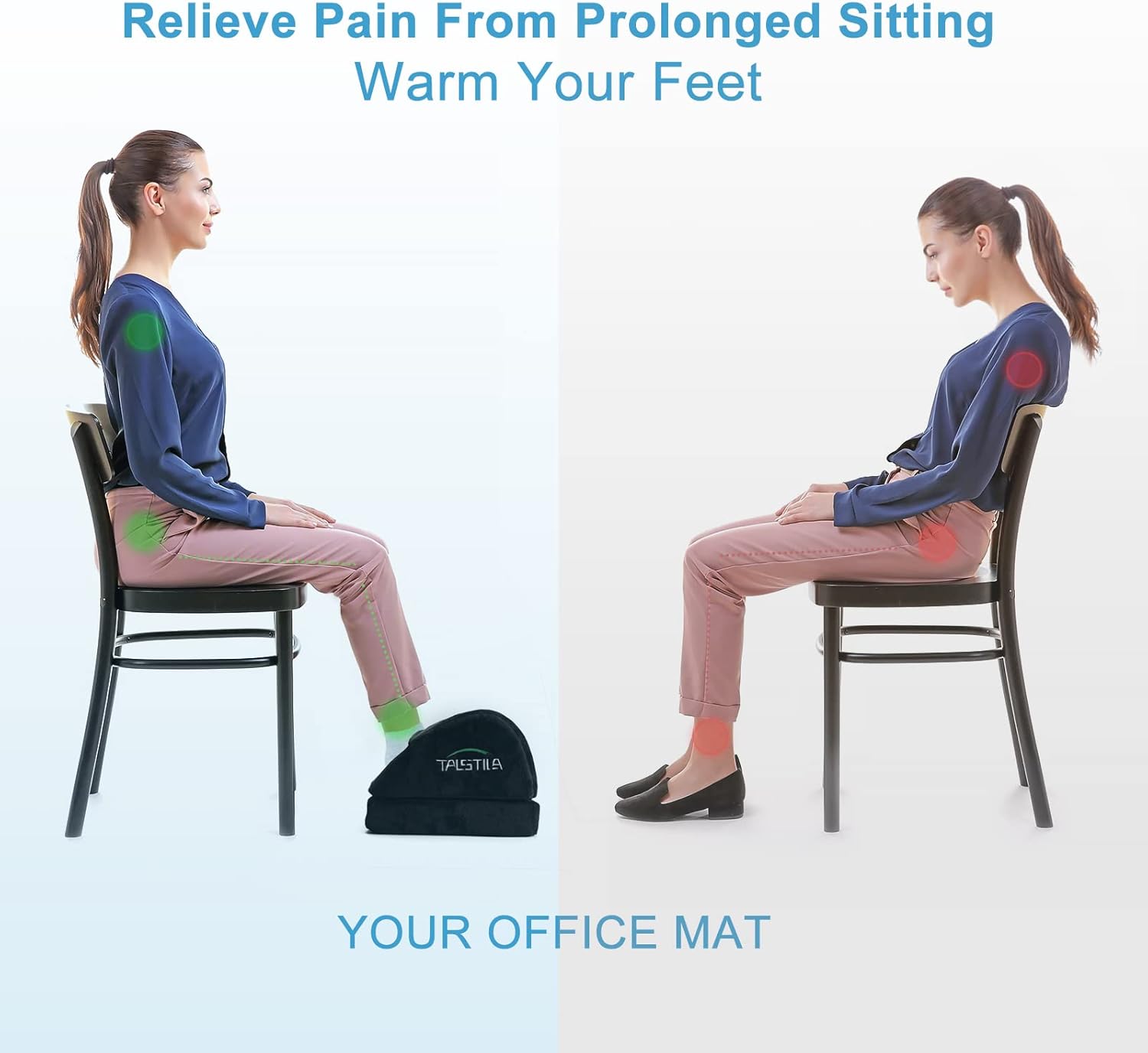 Foot Rest for Under Desk at Work, Foot Rest with Warm Plush Feet Pocket, Ergonomic Adjustable Memory Foam Footrest for Office Chair, Foot Stool for Office & Airplane Travel - Back & Leg Pain Relief : Office Products