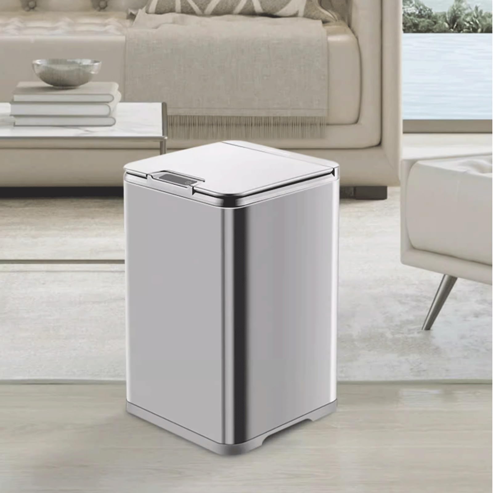 Pattumiera per interni alla moda, con sensore intelligente, pattumiera per camera da letto, soggiorno, bagno, impermeabile, automatica in acciaio inox, con coperchio, per più spazio
