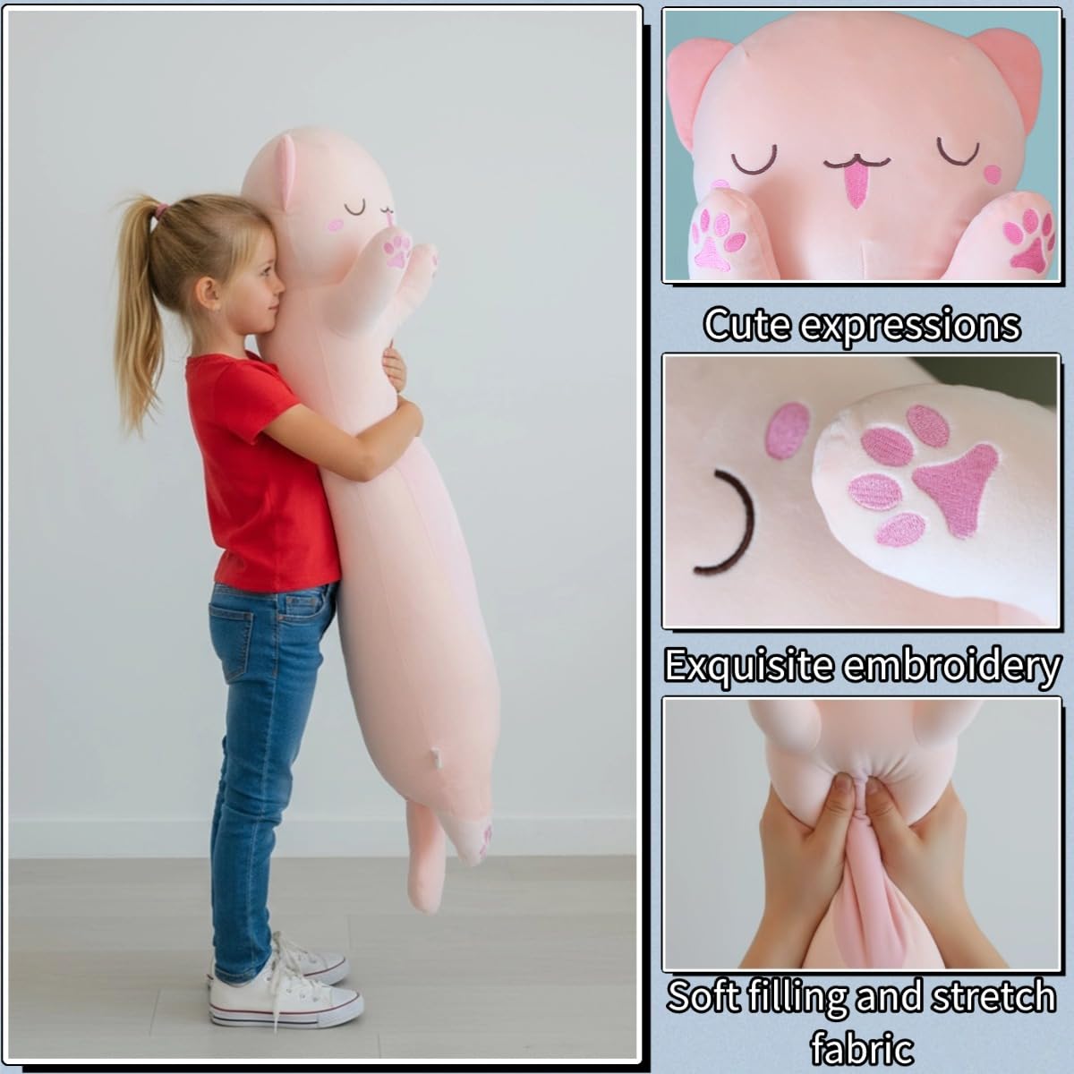 ZOMAXTOY Cat Plush, Soft Long Cat Plush Pillow - Image 3