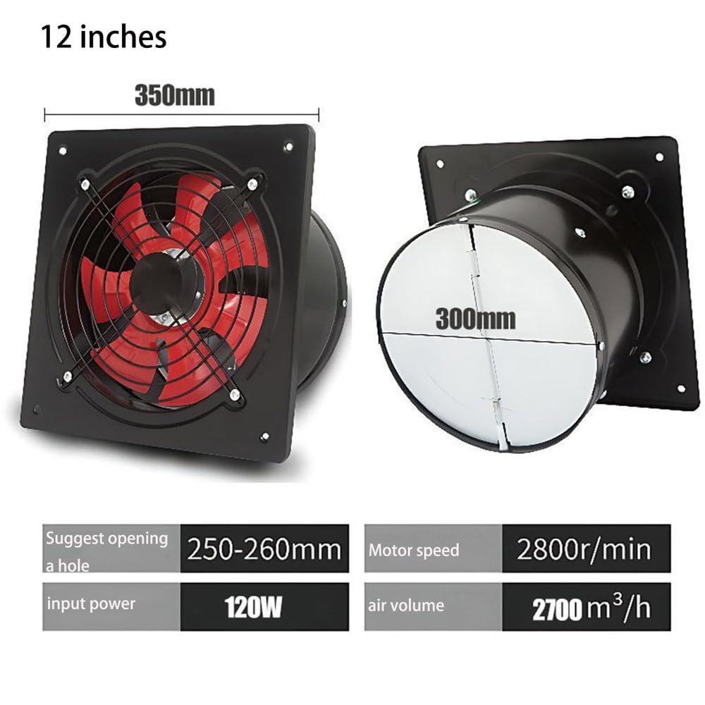 12inch,220V, Ventilatore da Bagno antideflagrante da 10 Pollici 12 Pollici 220V Alto Potere Basso Rumore Ventilatore assiale Industriale con Regolazione della velocità