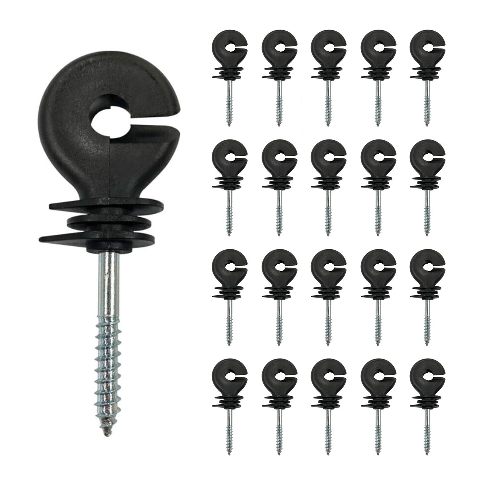 20 Pezzi isolatore for Recinzione elettrica isolatore avvitato Anello for Recinzione isolatori for Pali in Legno for la Recinzione degli Animali da Fattoria