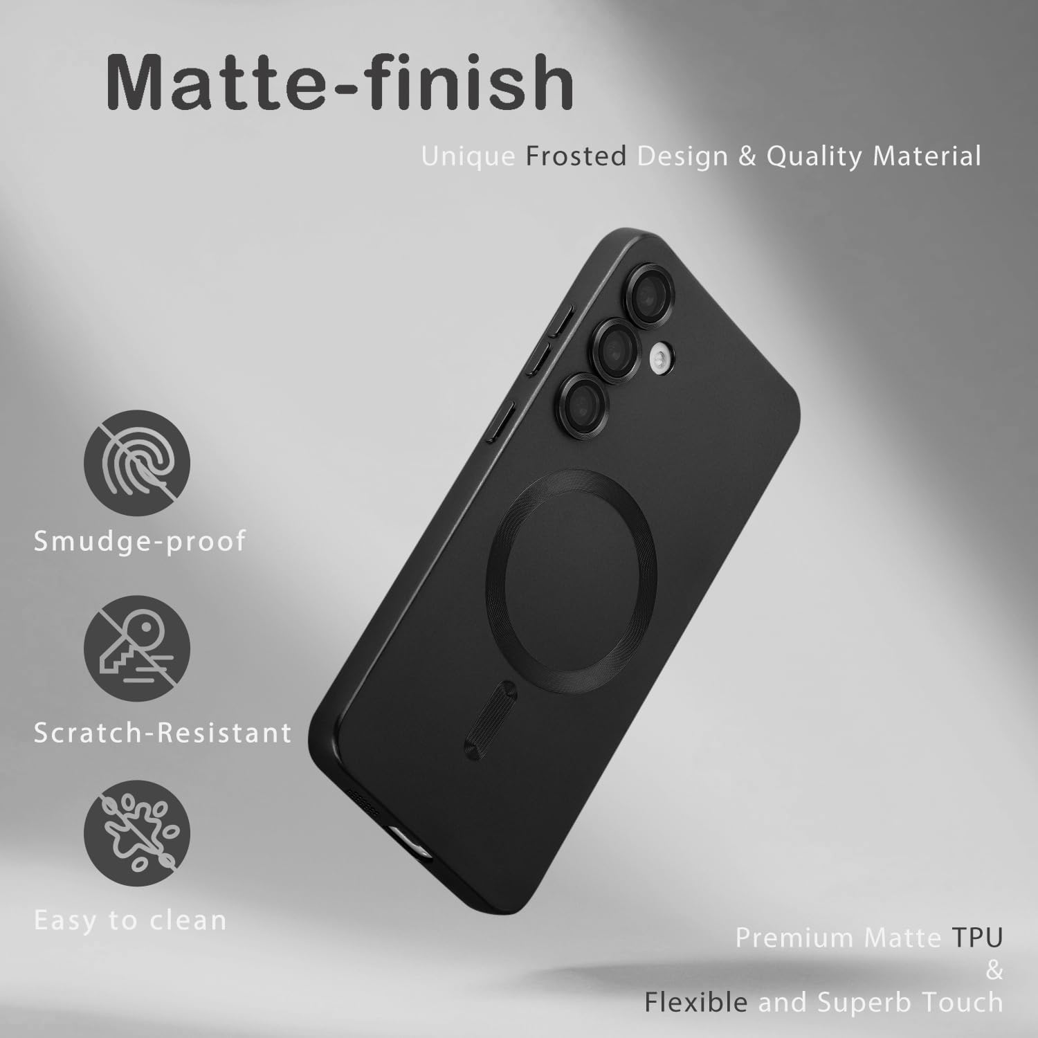 DIZORO Samsung S24 5g Case, Compatible with Mag Safe Back Cover, Matte Luxury Metallic Luster Flexible TPU Wireless Charging Shockproof Case with Camera Protector Lens (Black) — Amazon image 7