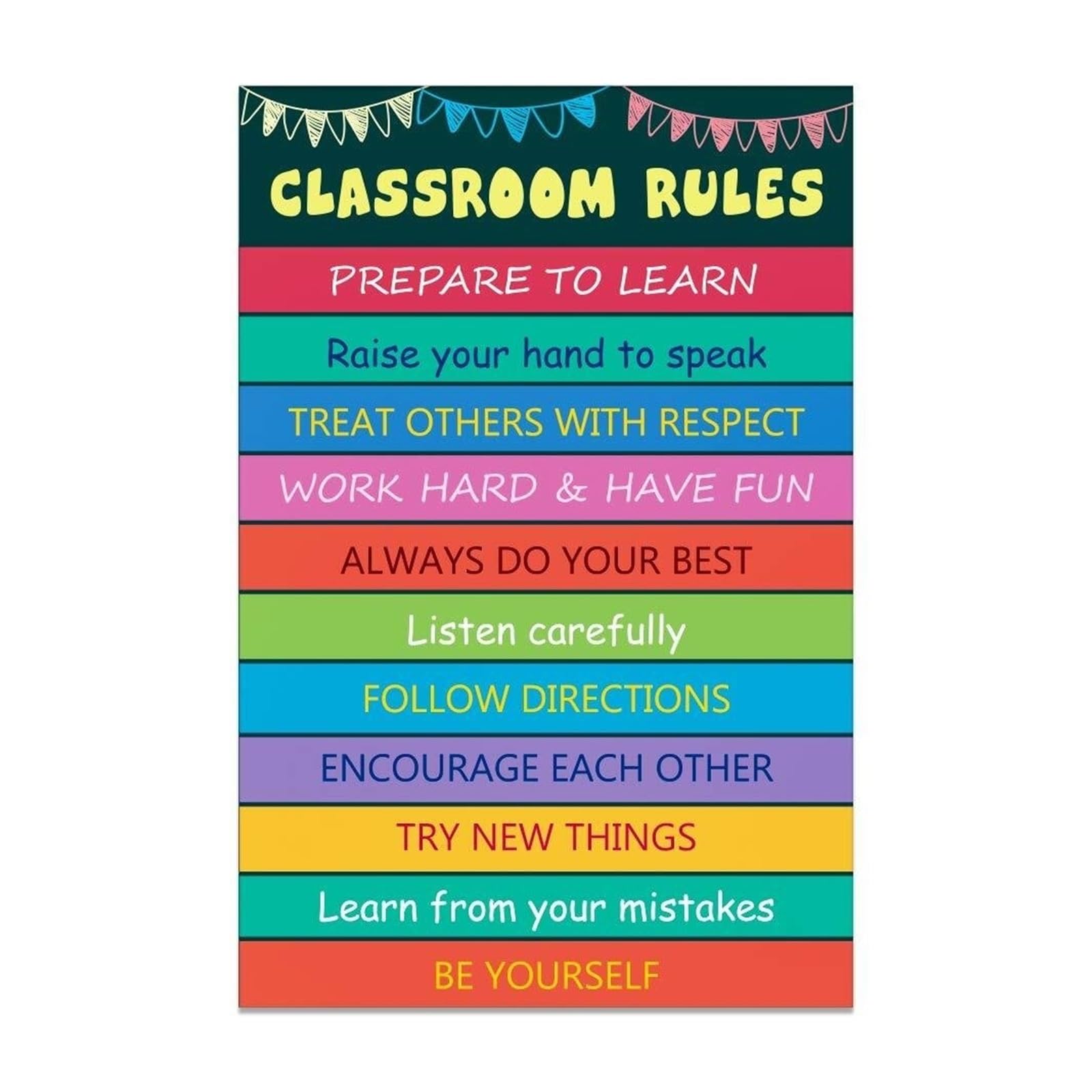 RNUMLIGH High School Classroom Rules Poster Motivational Decor for Teachers Elementary Kindergarten Inspirational Supplies(Unframed,16x24inch(40x60cm))
