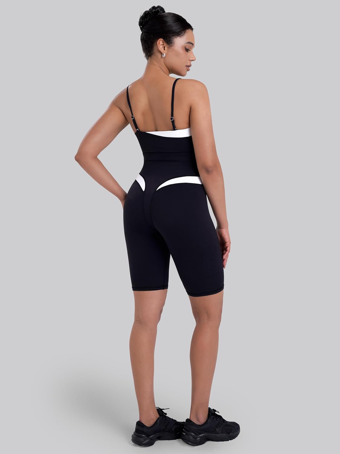 Sunzel Women's Color Block Biker Shorts - 9" High Waist Tummy Control Yoga Workout Stretchy Shorts for Gym Running Athletic