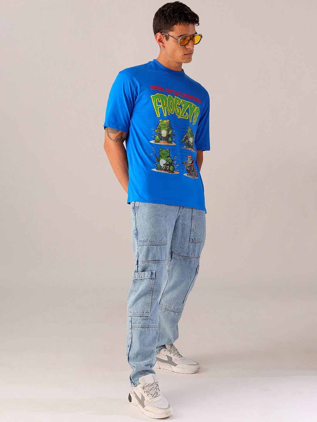 The Indian Garage Co Męski T-shirt z okrągłym dekoltem, bardzo duży nadruk graficzny