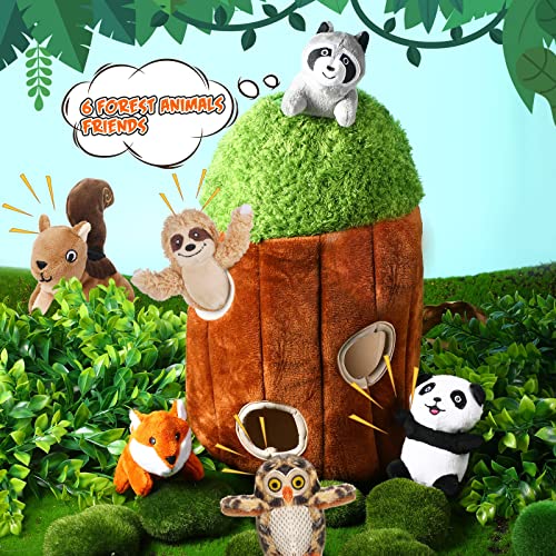Jouet en peluche parlant animaux de forêt avec cabane arbre : set de cache-cache pour enfant - 7