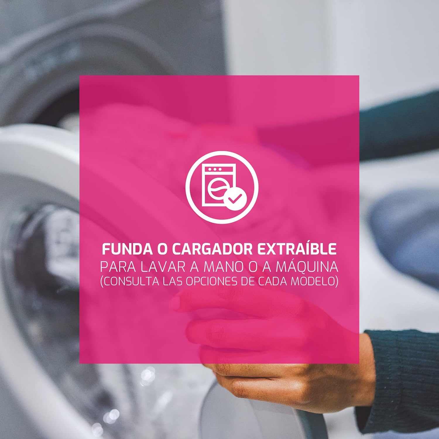 Image showing a washing machine icon, indicating the cover is washable