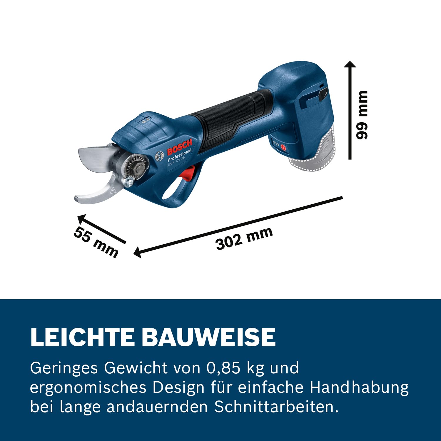 Bosch Professional 12V System Astschere GGP 12V-25 (bis zu 4.500 Schnitte pro Akkuladung, bürstenloser Motor, 25-mm-Schnitte)
