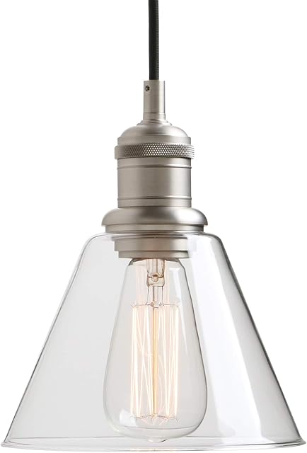 Yosoan Lighting Industrial Vintage Pendant Light Fittings, Loft Bar Edison Hanging Ceiling Lights Decorative Lighting for for Kitchen Island Living Room Bedroom Dining Room (Brushed)