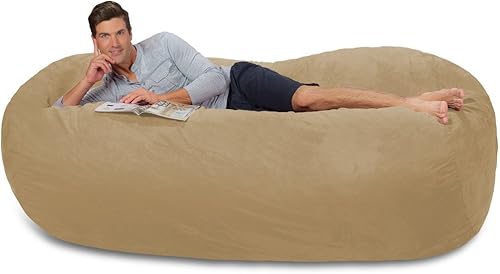 Miniatura 88 de Comfy Sacks - Puf de espuma viscoelástica de 7.5 pies, tumbona de piel sintética color negro Piel sintética, color negro,Piel sintética de color