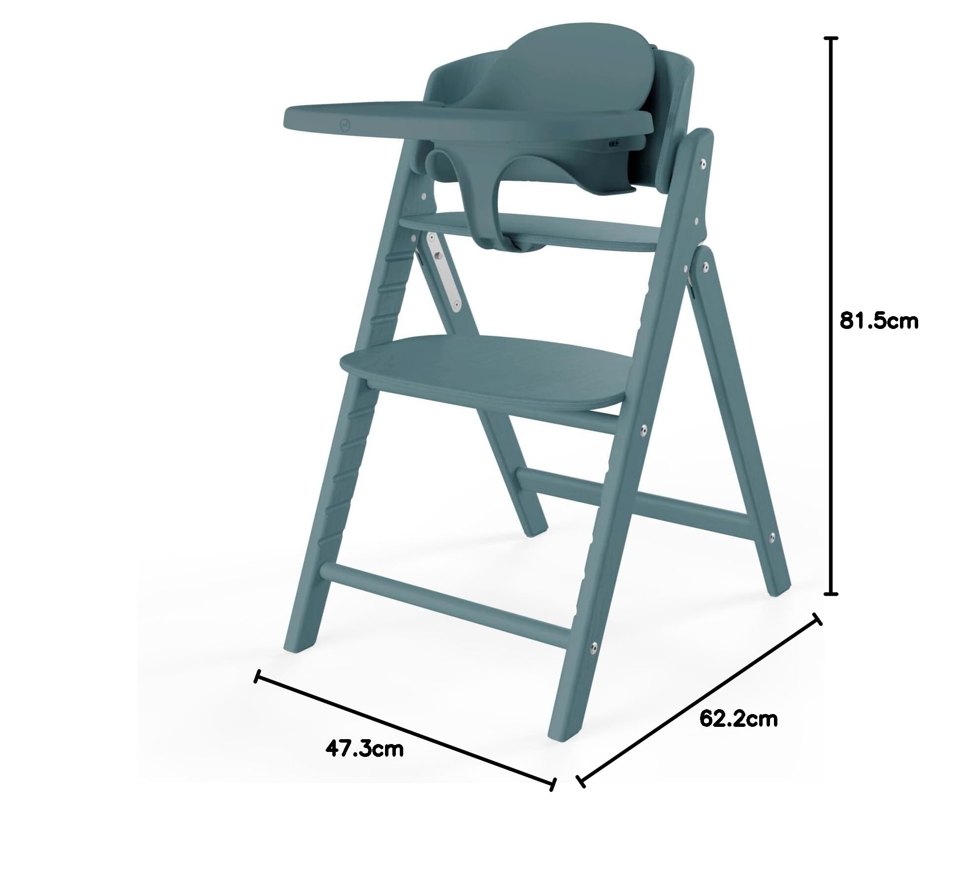 CYBEX Gold krzesełko do karmienia CLICK & FOLD Zestaw 3w1, Rośnie razem z dzieckiem, Może być używany od urodzenia przez osobne Złote Gniazdo Leżaczka, drewno bukowe/plastik, Stone Blue