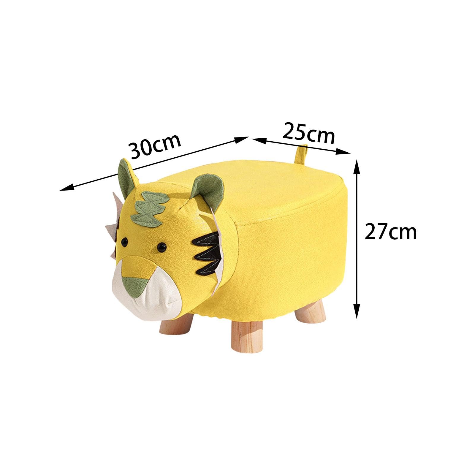 Milageto Fußhocker mit Tiermotiv, Schuhwechselhocker, süßer Cartoon-Lernhocker, Fußstütze, Sitzkissen, Stuhl für Wohnzimmer, Nachttisch, Eingangsbereich, Gelb Tiger