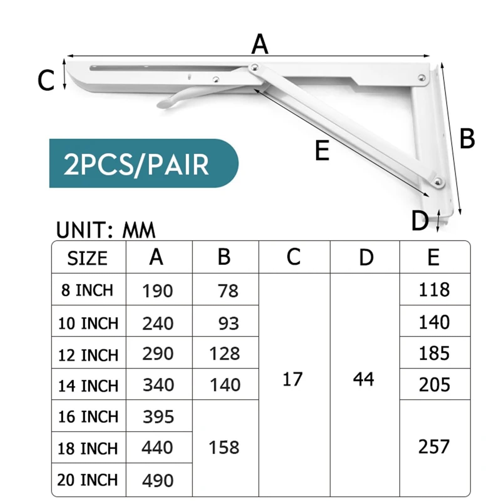 4 soportes triangulares pesados y plegables de 65 kg, ajustables para montar en la pared, soporte para estante de mesa, soporte para muebles