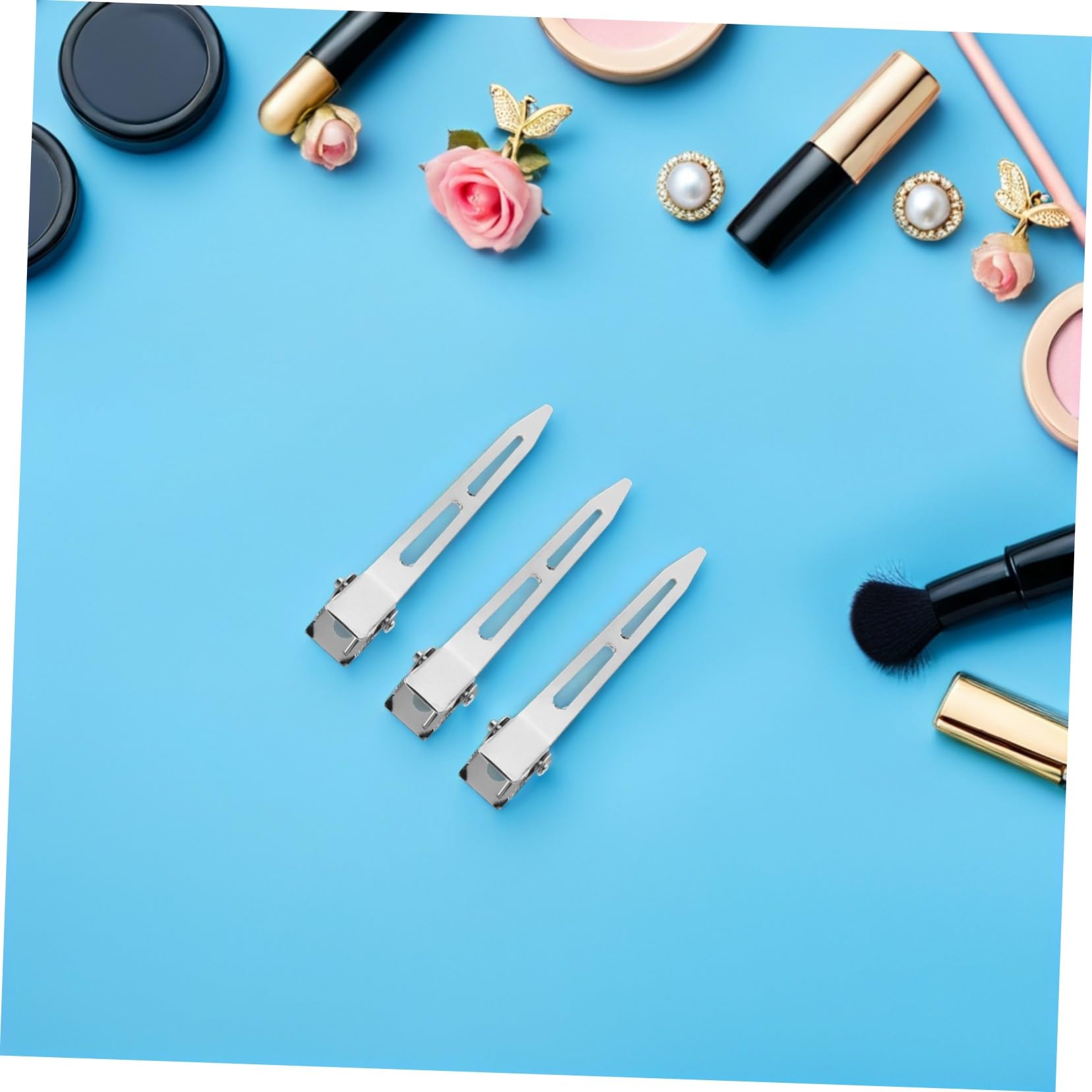 PLAFOPE 2 Boxen Silber Metall Haarklammern Edelstahl Duckbill Clips für Frauen und Mädchen Flache Haarspangen mit Starkem Halt Schonend für Dickes und Nasses Haar Langlebige Friseur