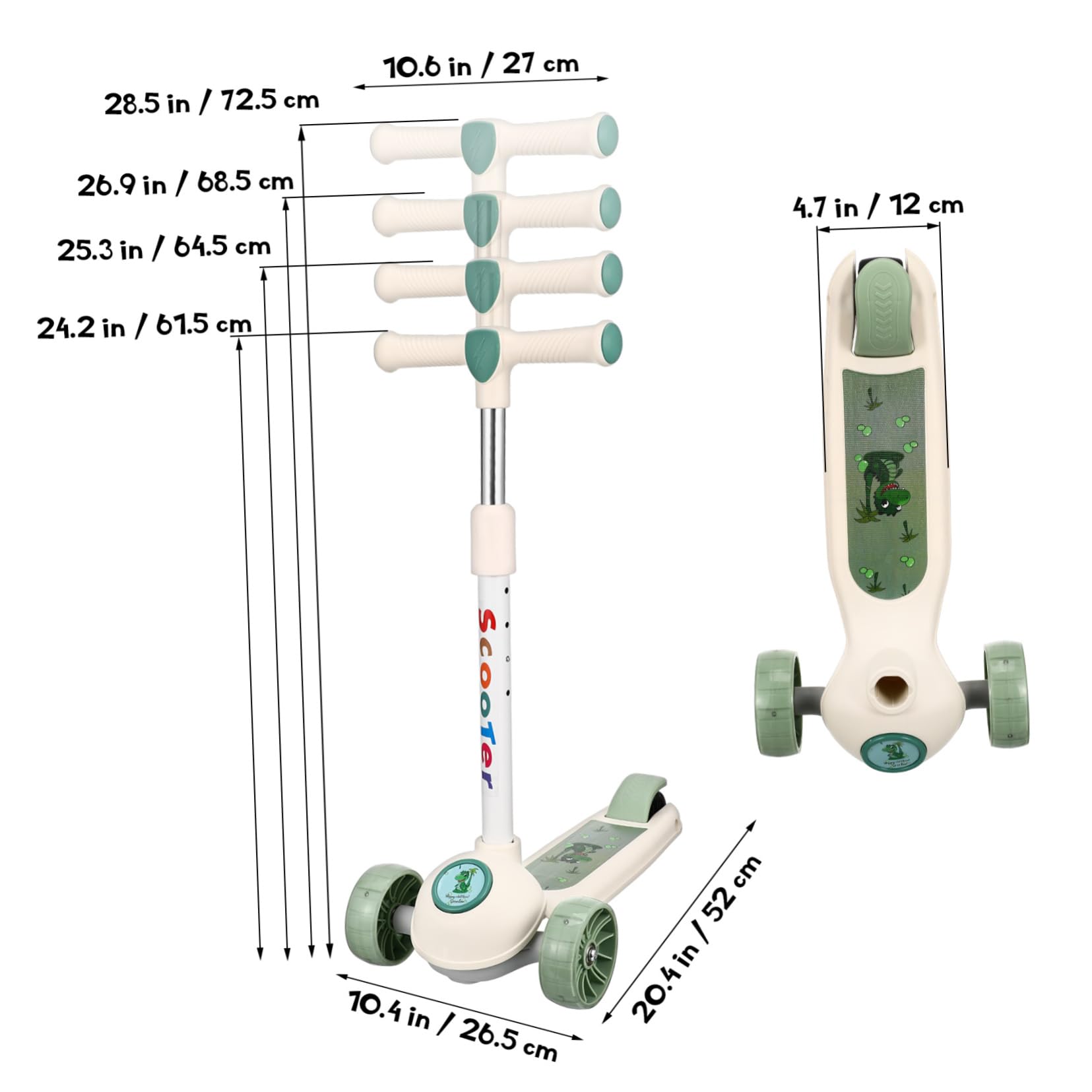 Kisangel Adjustable Three Wheeled Scooter Portable Outdoor for Lightweight Design Safe Usage Stylish Appearance for Boys and Ages