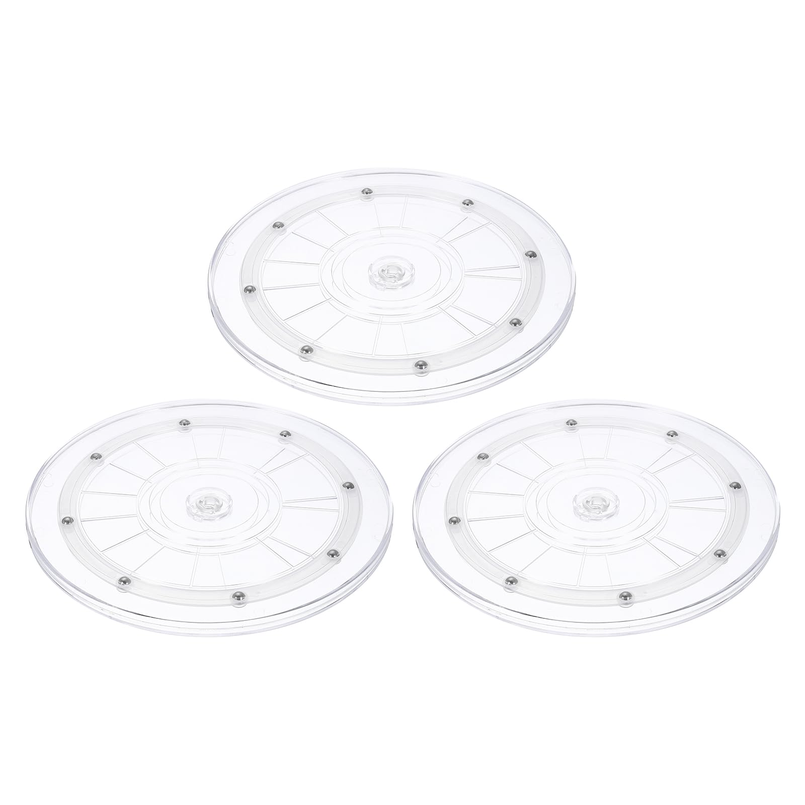 QUARKZMAN 3pcs Plateaux Tournant 230mm avec Roulement à Bille, Transparent | Support Giratoire Rotatif Rond en Acrylique, Base Lazy Susan pour Ordinateur Présentoirs Bijoux Cuisine Table Maison Étagère