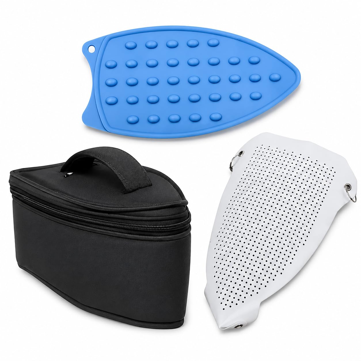 3 Pcs Ironing Accessories Combo with Fabric Iron Storage Cover, Silicone Heat Resistant Rest Pad and Soleplate Shoe Protector for Home, Travel, Ironing Board and Delicate Clothes-image-5