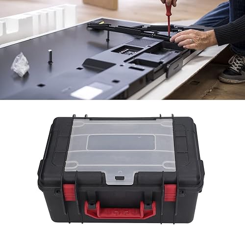 Miniatura 2 de Caja de herramientas organizadora negra multifuncional caja de herramientas portátil de plástico para organización de piezas, compartimento de