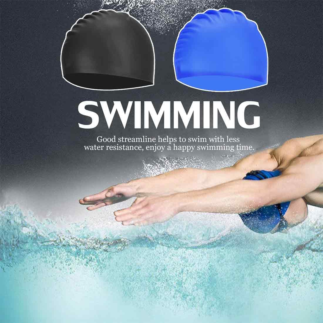 2 Pezzi Cuffia Nuoto Elastica, Comoda Cuffia da Nuoto in Tessuto Mantiene I Capelli Puliti, Traspirante, Adatta a Uomini, Donne e Bambini