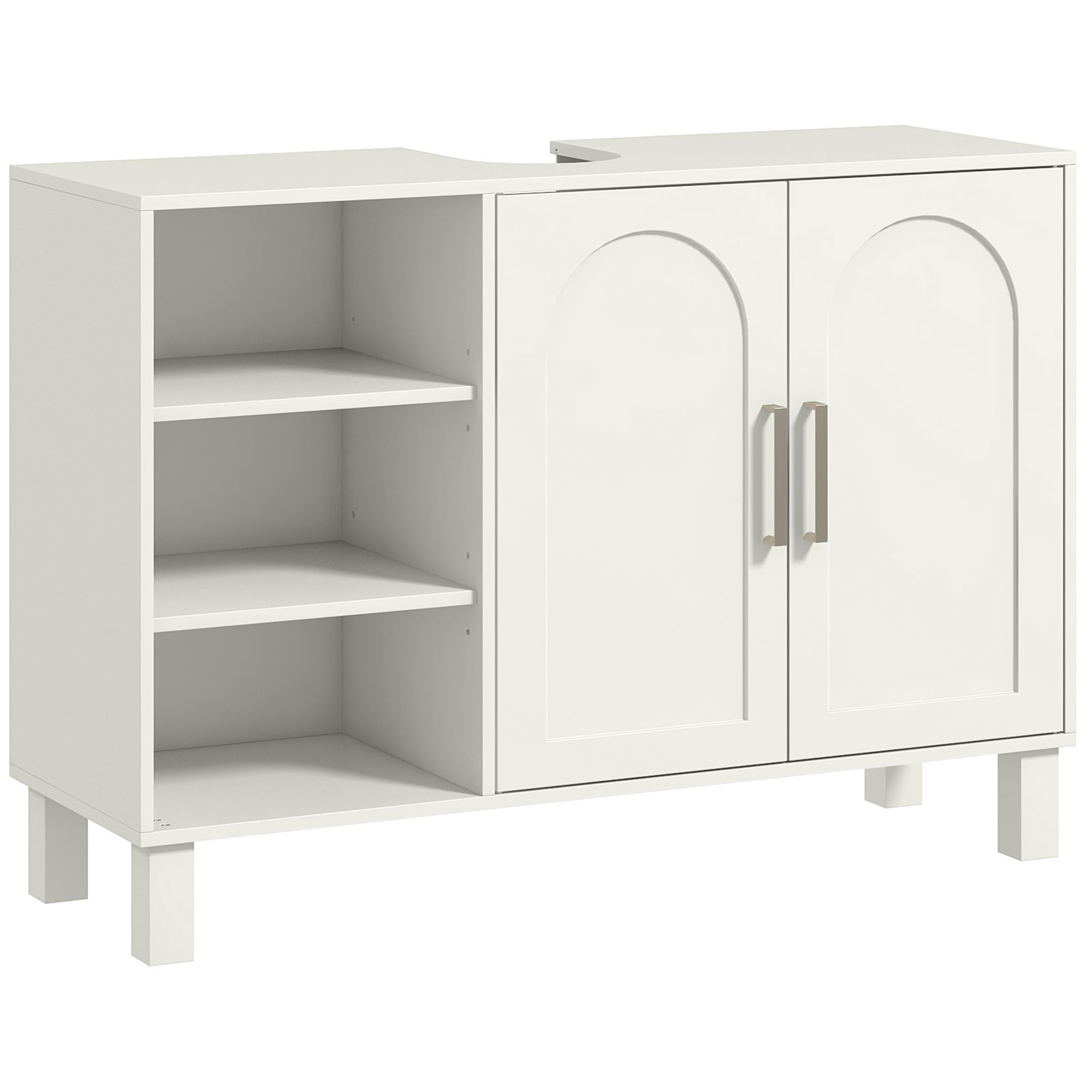 HOMCOM Meuble sous Lavabo, Meuble de Salle de Bain, 90 x 30 x 63 cm, Crème