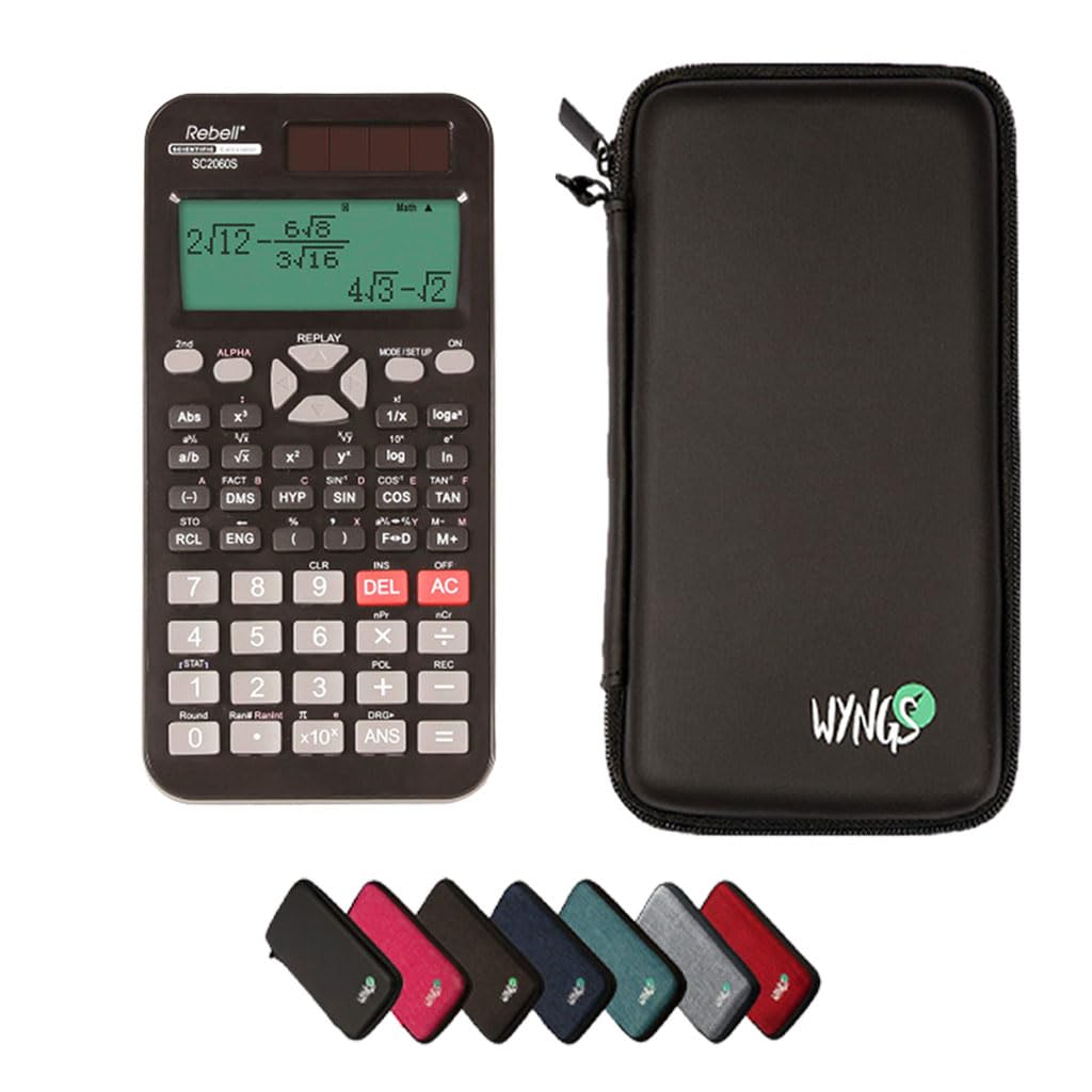 Rebell SC2060S Taschenrechner inklusive Schutztasche von WYNGS in Schwarz - Basic Set