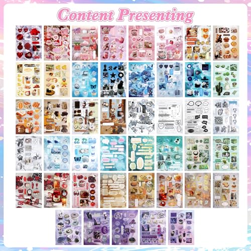 Image of 600Pcs Cute Scrapbook Stickers Travel Y2k Japanese Sticker Book for Adult Kawaii Korean Stickers for Journaling Heisei Retro Aesthetic Sticker Manga Style Decor for DIY Craft Junk Journal Gifts Winter