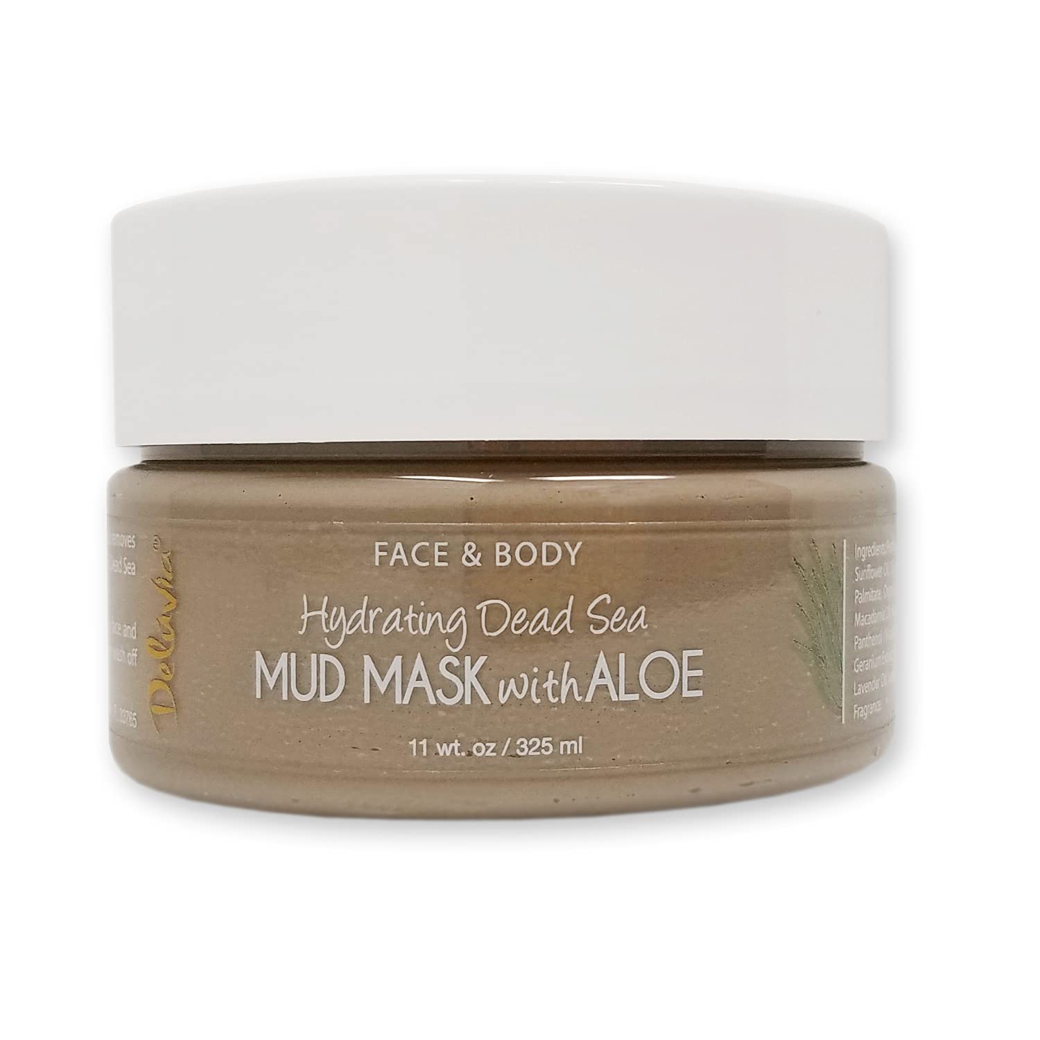 DELÚVIAHydrating Dead Sea Mud Mask with Aloe for Face and Body, Gentle Exfoliation, Acne Treatment (11oz)